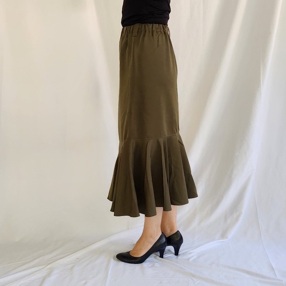 90s(?) Home Made Olive Green Tulip Skirt - Picture 2 of 4